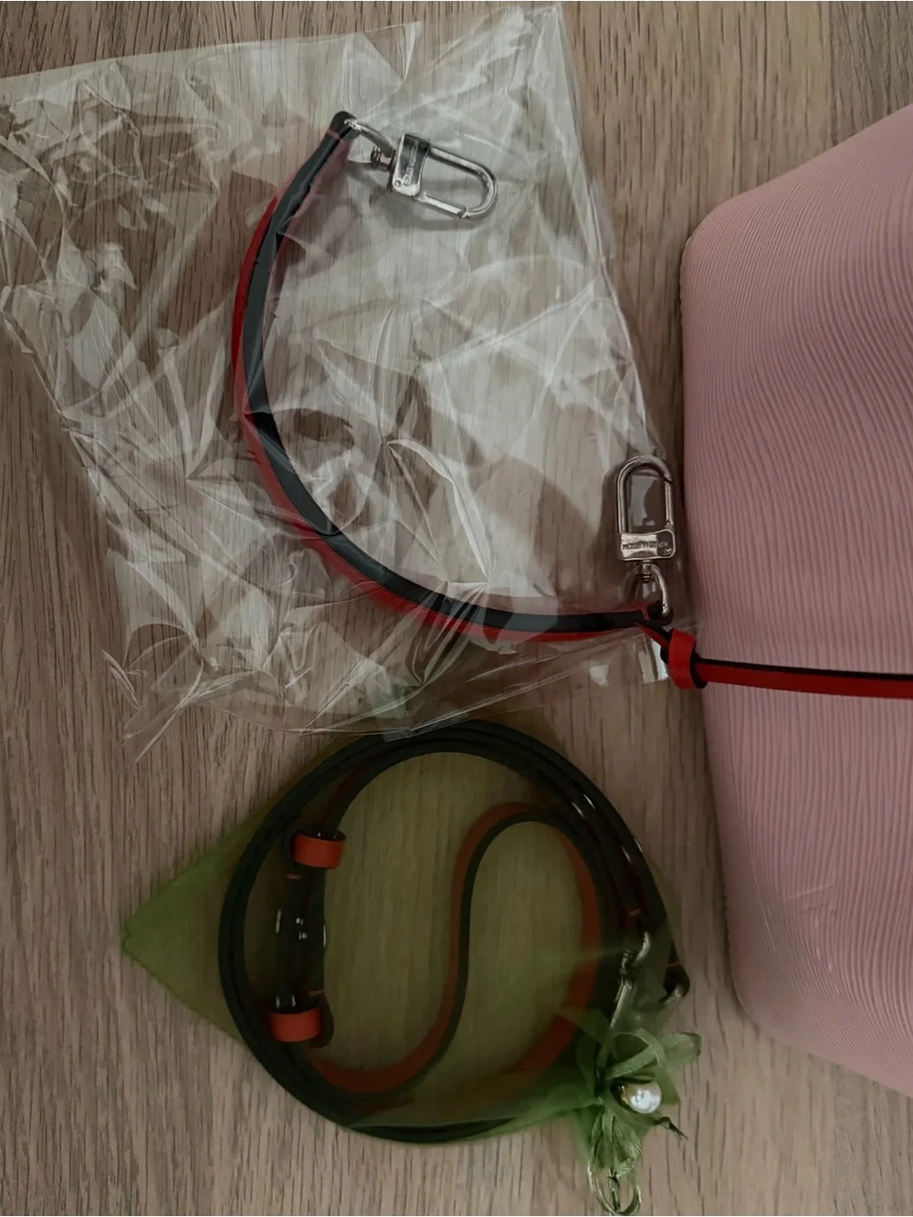 Louis Vuitton Pink Bucket Shoulder Bag with Red Trim